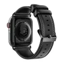 Dux Ducis YA Apple Watch 42/44/45/49mm bőr szíj, fekete