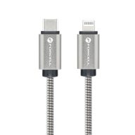   FORCELL F-ENERGY C238 USB-C-Lightning adatkábel, PD, 3A, 27W, 1m, ezüst
