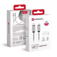   FORCELL F-ENERGY C238 USB-C-Lightning adatkábel, PD, 3A, 27W, 1m, ezüst