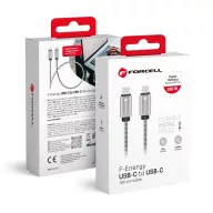   FORCELL F-ENERGY C238 USB-C-USB-C adatkábel, PD, 5A, QC4.0, 100W, 1m, ezüst