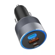   FORCELL F-ENERGY 2xUSB-C-USB-A autós töltő, PD, QC4.0, SFC2.0, 3A, 85W, szürke