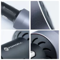   FORCELL F-ENERGY 2xUSB-C-USB-A autós töltő, PD, QC4.0, SFC2.0, 3A, 85W, szürke
