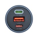 FORCELL F-ENERGY 2xUSB-C-USB-A autós töltő, PD, QC4.0, SFC2.0, 4,5A, 65W, szürke