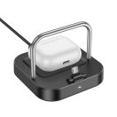 Hoco CQ16B 2in1 USB-C + vezeték nélküli asztali töltő, 5W, PD, QC, 3A, 30W, fekete