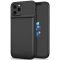 Apple iPhone 12 / 12 Pro, Szilikon tok, műanyag hátlap + Akkumulátor, 4800 mAh, LED-es, Tech-Protect PowerCase, fekete