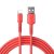 USB töltő- és adatkábel, Lightning, 100 cm, 2400 mA, törésgátló, Wooze Rainbow Cable, piros