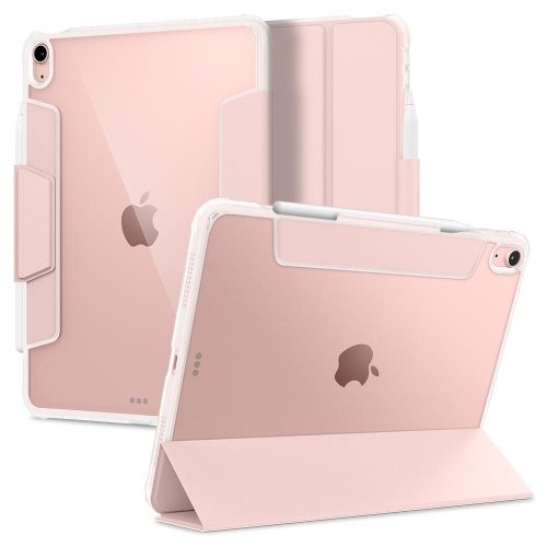 Apple iPad Air (2020) / iPad Air (2022), mappa tok, légpárnás sarok, közepesen ütésálló, Apple Pencil tartóval, Smart Case, Spigen Ultra Hybrid Pro, átlátszó/vörösarany