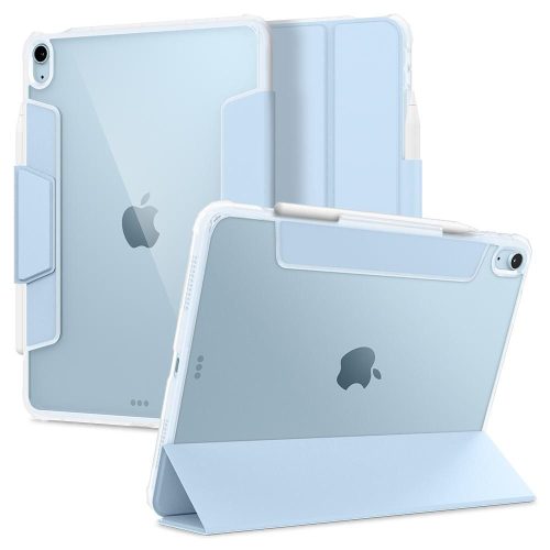 Apple iPad Air (2020) / iPad Air (2022), mappa tok, légpárnás sarok, közepesen ütésálló, Apple Pencil tartóval, Smart Case, Spigen Ultra Hybrid Pro, átlátszó/kék