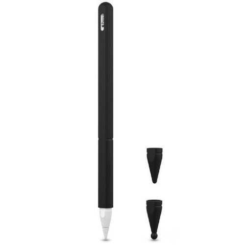 Apple Pencil 2 szilikon tok, 2 féle kupakkal, Tech-Protect, fekete