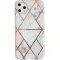 Apple iPhone 11 Pro Max, Szilikon tok, sokszöges márvány minta, Wooze Geometric Marble, színes/fehér