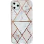 Apple iPhone 11 Pro Max, Szilikon tok, sokszöges márvány minta, Wooze Geometric Marble, színes/fehér