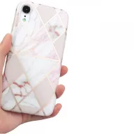   Apple iPhone 11 Pro Max, Szilikon tok, sokszöges márvány minta, Wooze Geometric Marble, színes/fehér
