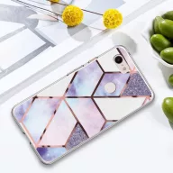   Apple iPhone 13 Pro Max, Szilikon tok, sokszöges márvány minta, Wooze Geometric Marble, színes/kék