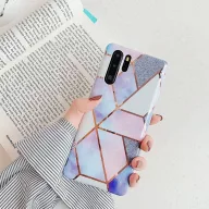   Apple iPhone 13 Pro Max, Szilikon tok, sokszöges márvány minta, Wooze Geometric Marble, színes/kék