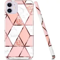   Apple iPhone 13 Pro Max, Szilikon tok, sokszöges márvány minta, Wooze Geometric Marble, színes/rózsaszín