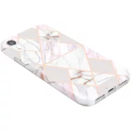   Apple iPhone 13 Pro, Szilikon tok, sokszöges márvány minta, Wooze Geometric Marble, színes/fehér