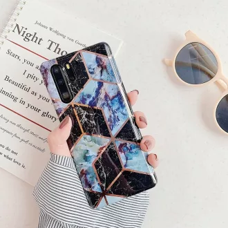   Apple iPhone 7 Plus / 8 Plus, Szilikon tok, sokszöges márvány minta, Wooze Geometric Marble, színes/fekete