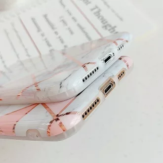   Apple iPhone 7 Plus / 8 Plus, Szilikon tok, sokszöges márvány minta, Wooze Geometric Marble, színes/fekete