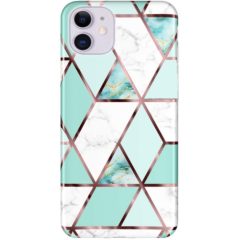   Huawei P40, Szilikon tok, sokszöges márvány minta, Wooze Geometric Marble, színes/zöld