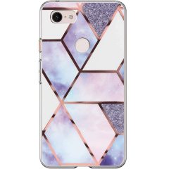   Samsung Galaxy A21s SM-A217F, Szilikon tok, sokszöges márvány minta, Wooze Geometric Marble, színes/kék