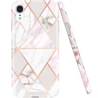   Samsung Galaxy S21 Ultra 5G SM-G998, Szilikon tok, sokszöges márvány minta, Wooze Geometric Marble, színes/fehér