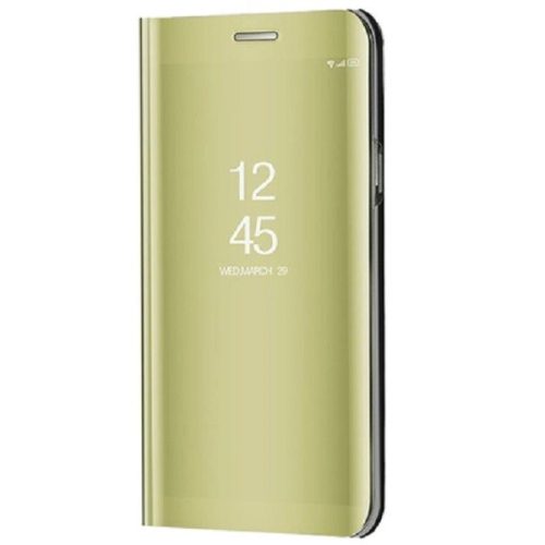 Samsung Galaxy S22 5G SM-S901, Oldalra nyíló tok, hívás mutatóval, Smart View Cover, arany (utángyártott)