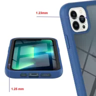  Apple iPhone 13 Pro, Szilikon hátlap és műanyag előlapi tok, elő- és hátlapi üveggel, közepsen ütésálló, Wooze Power Case, fekete/kék