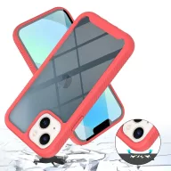   Motorola Moto E7 Power / E7i Power, Szilikon hátlap és műanyag előlapi tok, elő- és hátlapi üveggel, közepsen ütésálló, Wooze Power Case, fekete/piros