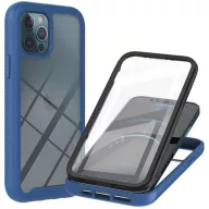   Oppo A54 5G / A74 5G / A93 5G, Szilikon hátlap és műanyag előlapi tok, elő- és hátlapi üveggel, közepsen ütésálló, Wooze Power Case, fekete/kék