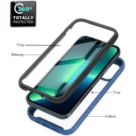   Oppo A54 5G / A74 5G / A93 5G, Szilikon hátlap és műanyag előlapi tok, elő- és hátlapi üveggel, közepsen ütésálló, Wooze Power Case, fekete/kék