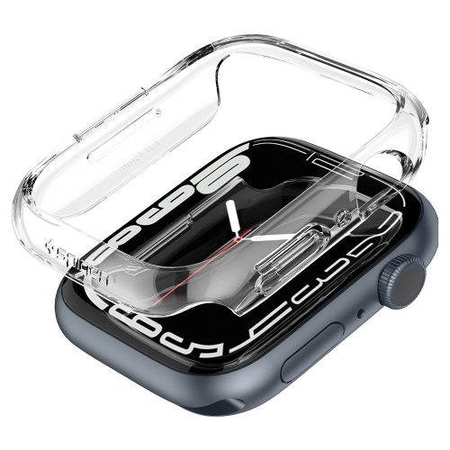 Apple Watch 7 (45mm), Műanyag védőkeret, szíj nélkül, Spigen Thin Fit, átlátszó