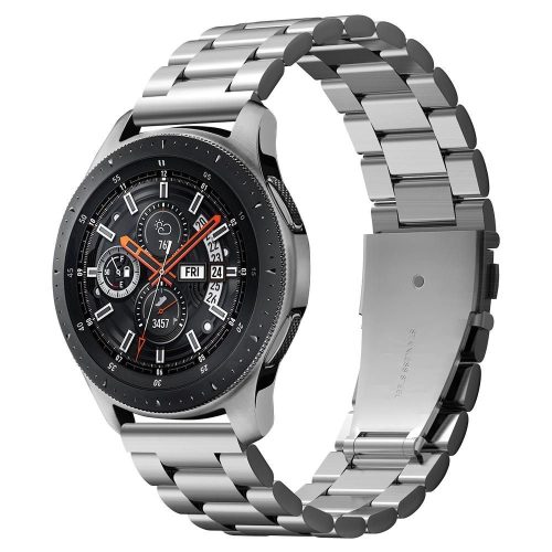 Samsung Galaxy Watch (46mm) SM-R800 / R805, fém pótszíj, Spigen Modern Fit, ezüst