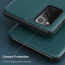 Samsung Galaxy S22 5G SM-S901, Oldalra nyíló tok, stand, hívás mutatóval, Wooze FashionBook, sárga