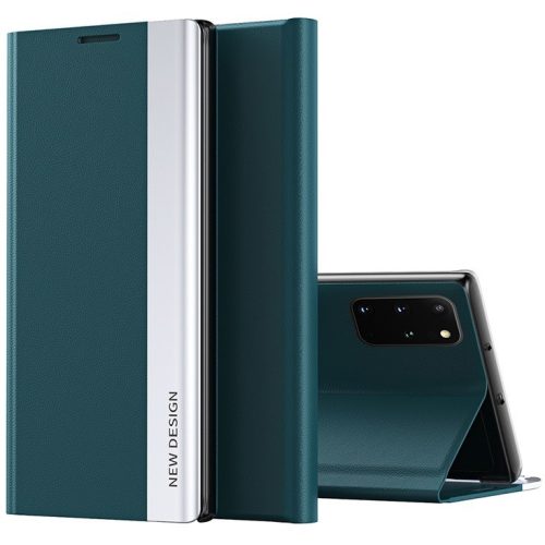Samsung Galaxy A01 Core SM-A013F, Oldalra nyíló tok, stand, Wooze Silver Line, sötétzöld