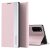 Samsung Galaxy S22 Plus 5G SM-S906, Oldalra nyíló tok, stand, Wooze Silver Line, rózsaszín