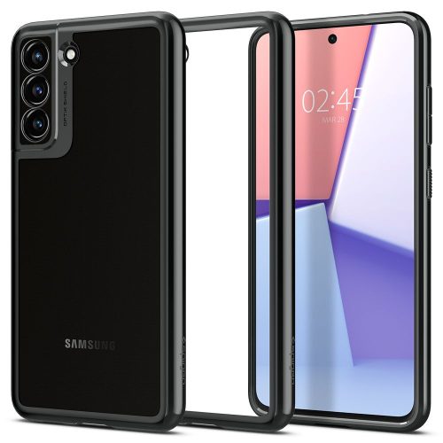 Samsung Galaxy S21 FE 5G SM-G990, Szilikon tok, műanyag kerettel, Spigen Optik Crystal, átlátszó/szürke