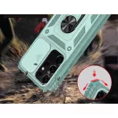 Apple iPhone XS Max, Műanyag hátlap védőtok és előlapi keret, szilikon belső, közepesen ütésálló, kamera védelem, telefontartó gyűrű, Wooze Military Armor, piros/rózsaszín
