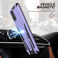   Xiaomi Redmi Note 9 5G, Műanyag hátlap védőtok szilikon belső, közepesen ütésálló, kitámasztóval, Wooze Supportive Care, lila