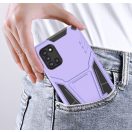 Xiaomi Redmi Note 9 5G, Műanyag hátlap védőtok szilikon belső, közepesen ütésálló, kitámasztóval, Wooze Supportive Care, lila