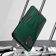   Motorola Moto E7 Power / E7i Power, Műanyag hátlap védőtok szilikon belső, közepesen ütésálló, kitámasztóval, Wooze Supportive Care, zöld