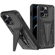   Motorola Moto G 5G, Műanyag hátlap védőtok szilikon belső, közepesen ütésálló, kitámasztóval, Wooze Supportive Care, fekete