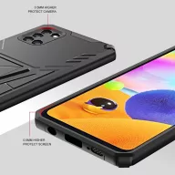   Motorola Moto G 5G, Műanyag hátlap védőtok szilikon belső, közepesen ütésálló, kitámasztóval, Wooze Supportive Care, fekete