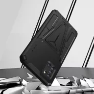   Motorola Moto G 5G, Műanyag hátlap védőtok szilikon belső, közepesen ütésálló, kitámasztóval, Wooze Supportive Care, fekete