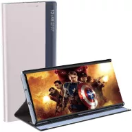   Samsung Galaxy A73 5G SM-A736B, Oldalra nyíló tok, stand, hívás mutatóval, vékony csíkban, Wooze Look Inside, ezüst