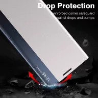   Samsung Galaxy A73 5G SM-A736B, Oldalra nyíló tok, stand, hívás mutatóval, vékony csíkban, Wooze Look Inside, ezüst