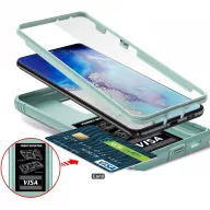   Apple iPhone 11 Pro Max, Műanyag hátlap védőtok és előlapi keret, szilikon belső, közepesen ütésálló, kamera védelem, telefontartó gyűrű, Wooze Military Armor, rózsaszín/zöld
