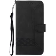   Realme 6i, Oldalra nyíló tok, stand, kártyatartóval, kézpánttal, Wooze Illusion, fekete