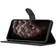   Realme 6i, Oldalra nyíló tok, stand, kártyatartóval, kézpánttal, Wooze Illusion, fekete