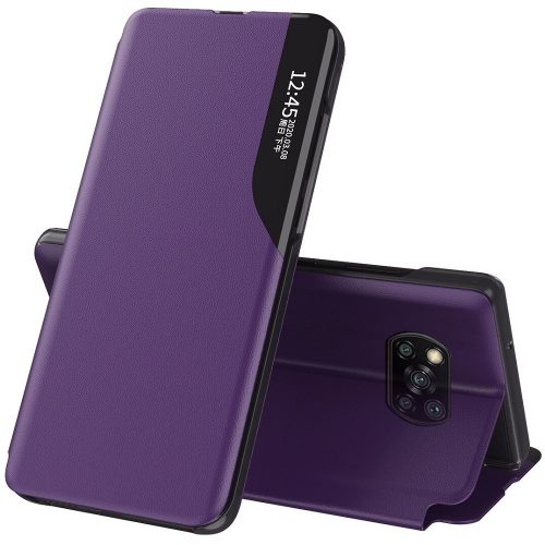 Xiaomi Poco X4 Pro 5G, Oldalra nyíló tok, stand, hívás mutatóval, Wooze FashionBook, lila