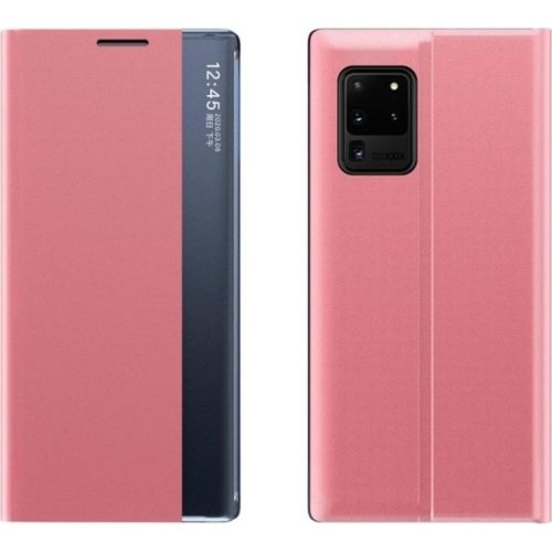 Samsung Galaxy M22 SM-M225F, Oldalra nyíló tok, stand, hívás mutatóval, vékony csíkban, Wooze Look Inside, rózsaszín
